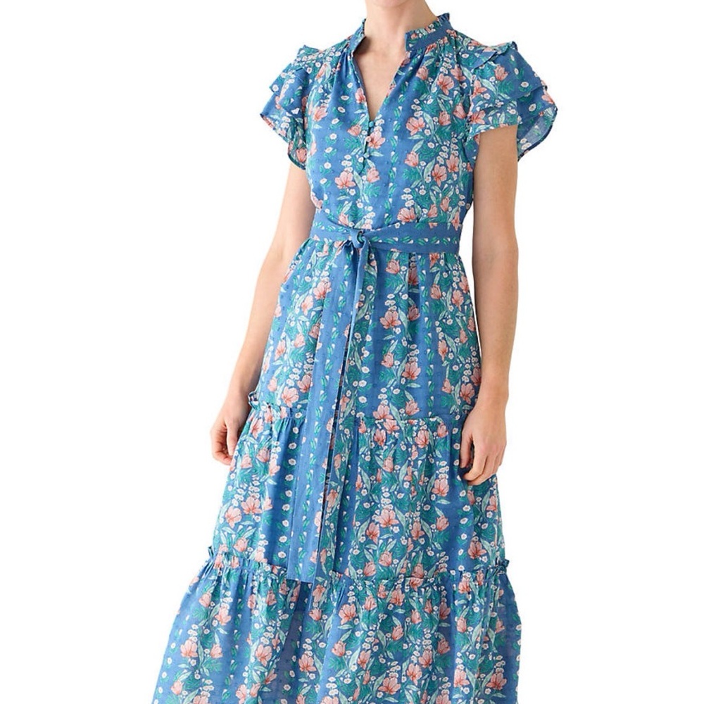 Crown & Ivy Plus Size Flutter Sleeve Belted Maxi Dress